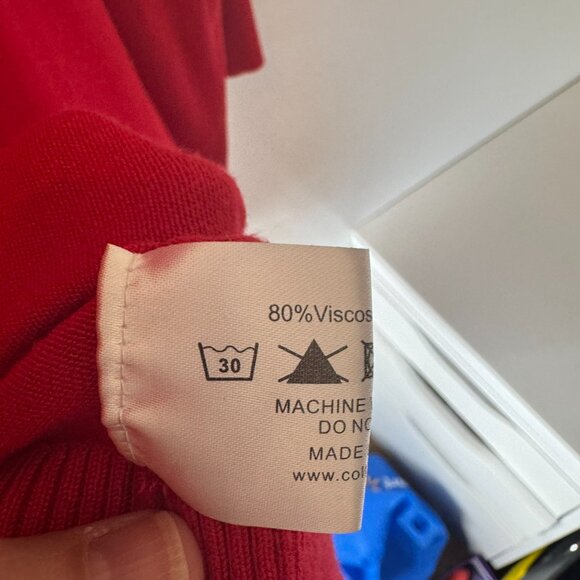 Collectif Red Knit Polo Sweater – Short Sleeve Retro Top, Size 18 - Picture 7 of 9